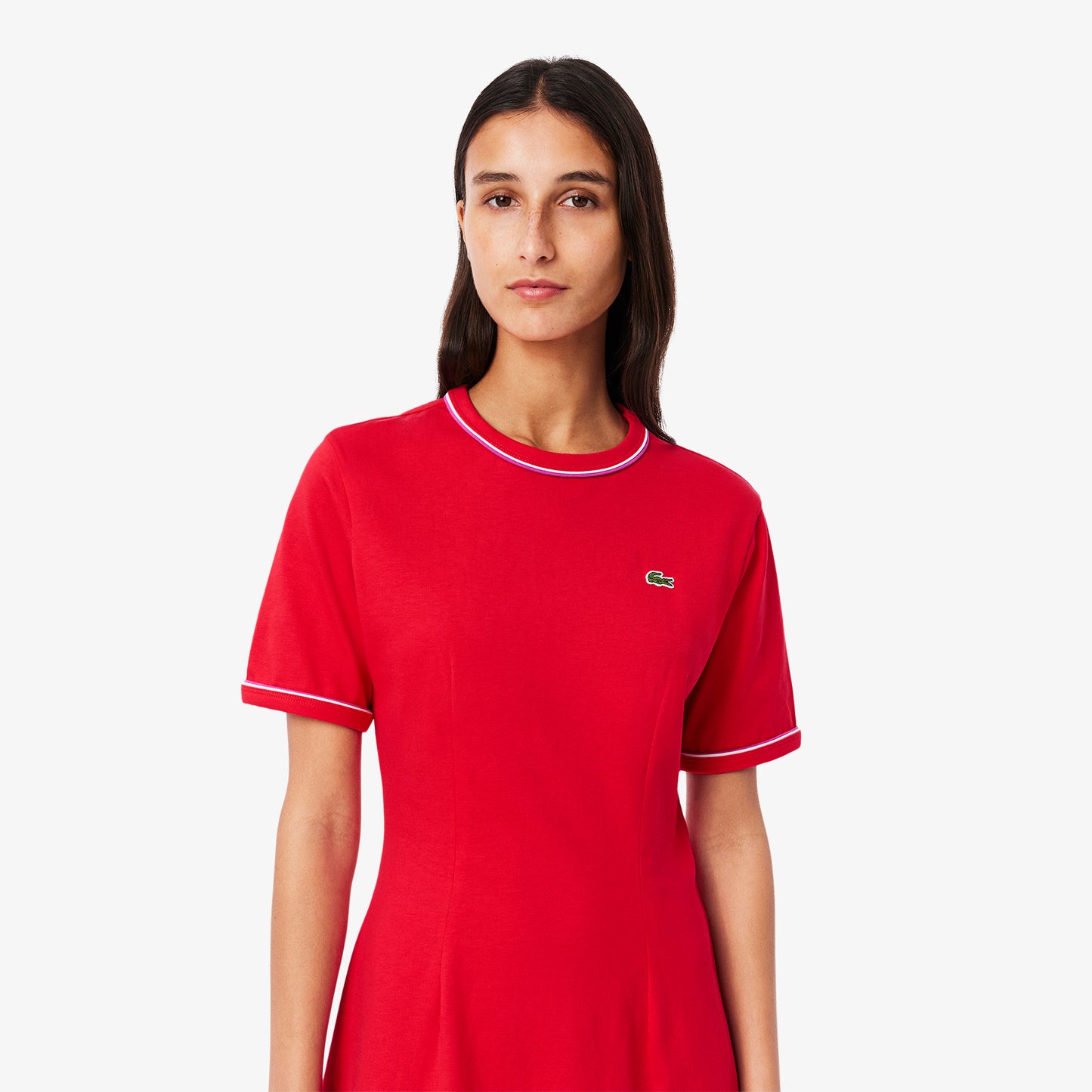 Vestido jersey lourd de cuello redondo Lacoste para dama