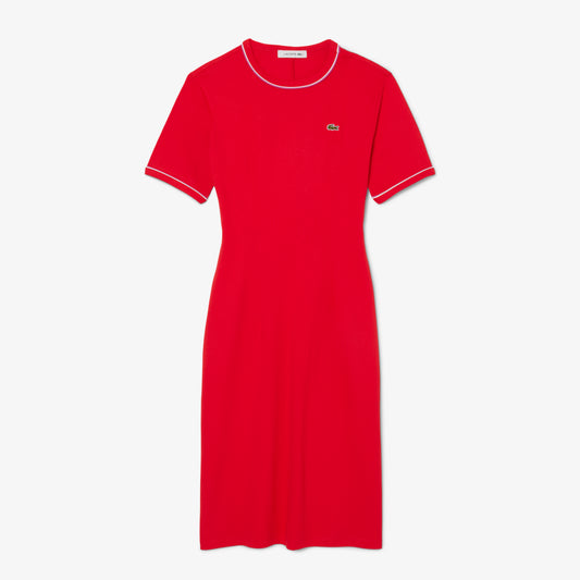 Vestido jersey lourd de cuello redondo Lacoste para dama
