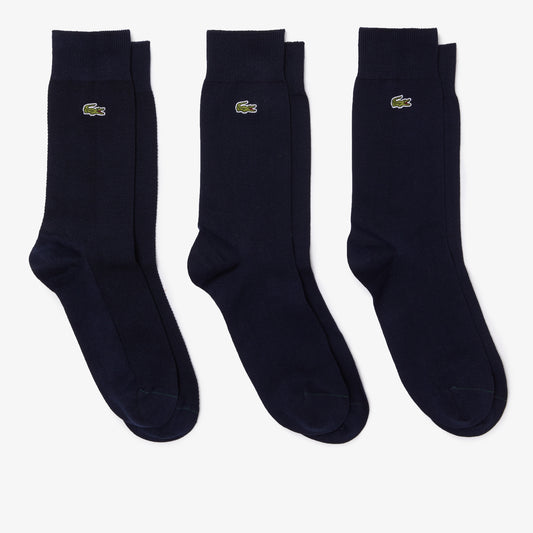 Pack de 3 medias Lacoste de corte alto en piqué de algodón