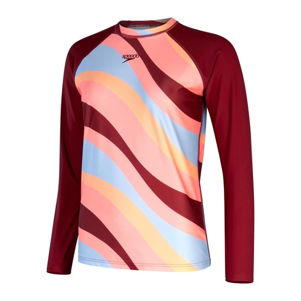 Wo printed long sleeve swim tee vestido de bano pa