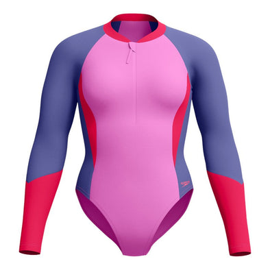 Womens colour block long vestido de bano