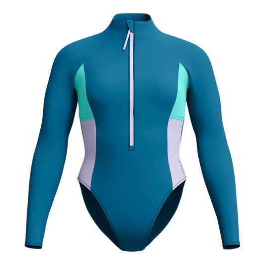 Vestido de baño Speedo LS Zip Colorblo para dama