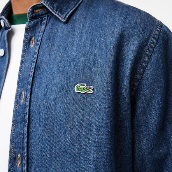 Camisa de hombre lacoste regular fit en denim de algodon ecologico