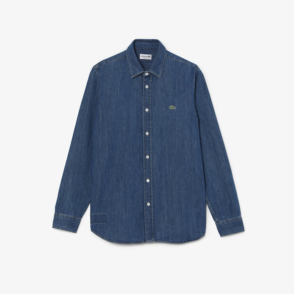 Camisa de hombre lacoste regular fit en denim de algodon ecologico