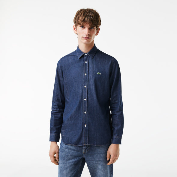 Camisa de hombre lacoste regular fit en denim de algodon ecologico