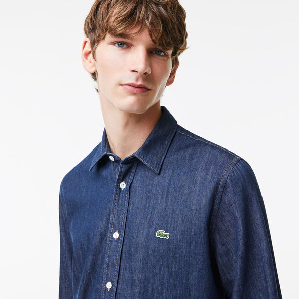 Camisa de hombre lacoste regular fit en denim de algodon ecologico