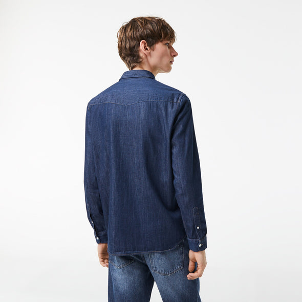 Camisa de hombre lacoste regular fit en denim de algodon ecologico