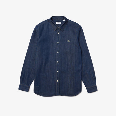 Camisa de hombre lacoste regular fit en denim de algodon ecologico