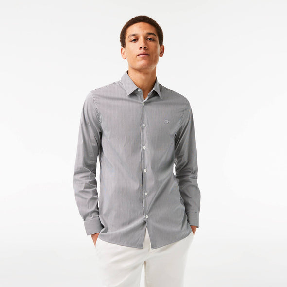 Camisa de hombre lacoste slim fit con elasticos de rayas