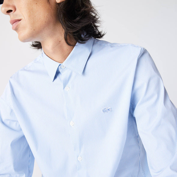 Camisa de hombre lacoste slim fit con elasticos de rayas