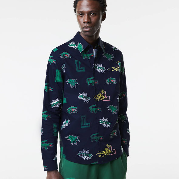 Camisa de hombre lacoste con estampado de cocodrilo