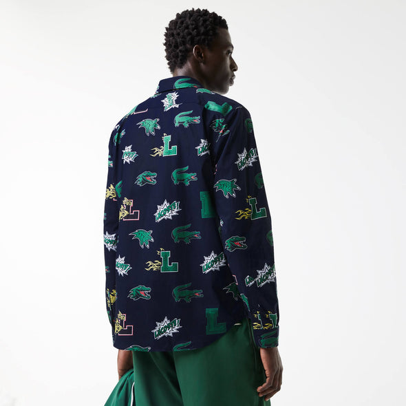 Camisa de hombre lacoste con estampado de cocodrilo