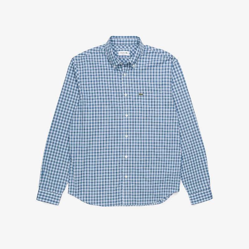 Camisa poplin de cuadros Lacoste para caballero
