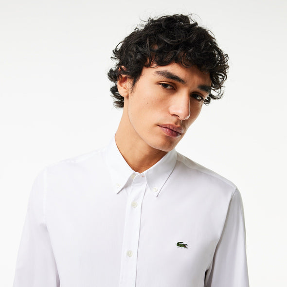 Camisa de hombre lacoste slim fit de algodon premium