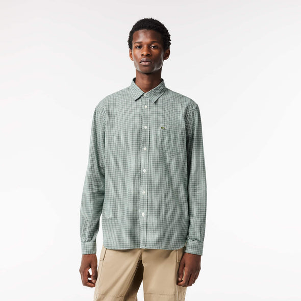 Camisa de hombre lacoste en algodon de cuadros