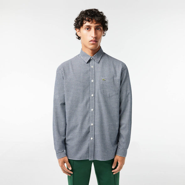 Camisa de hombre lacoste en algodon de cuadros