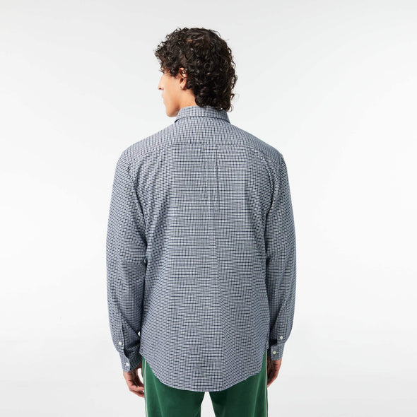 Camisa de hombre lacoste en algodon de cuadros