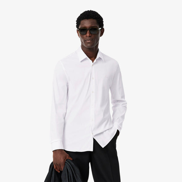Camisa de hombre lacoste slim fit de algodon con cuello frances