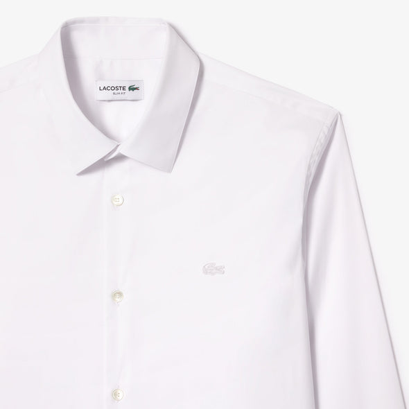 Camisa de hombre lacoste slim fit de algodon con cuello frances