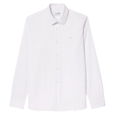 Camisa de hombre lacoste slim fit de algodon con cuello frances