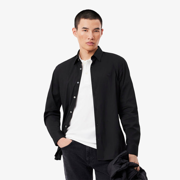 Camisa de hombre lacoste slim fit de algodon con cuello frances