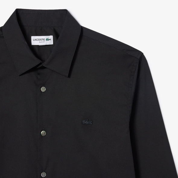 Camisa de hombre lacoste slim fit de algodon con cuello frances