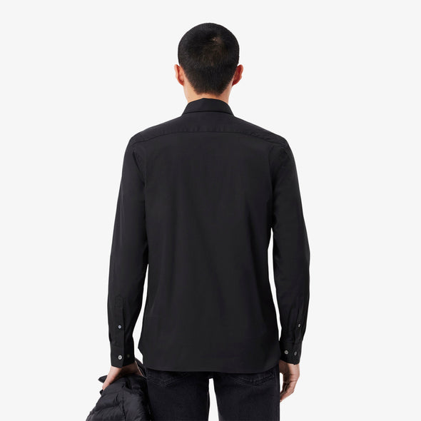 Camisa de hombre lacoste slim fit de algodon con cuello frances