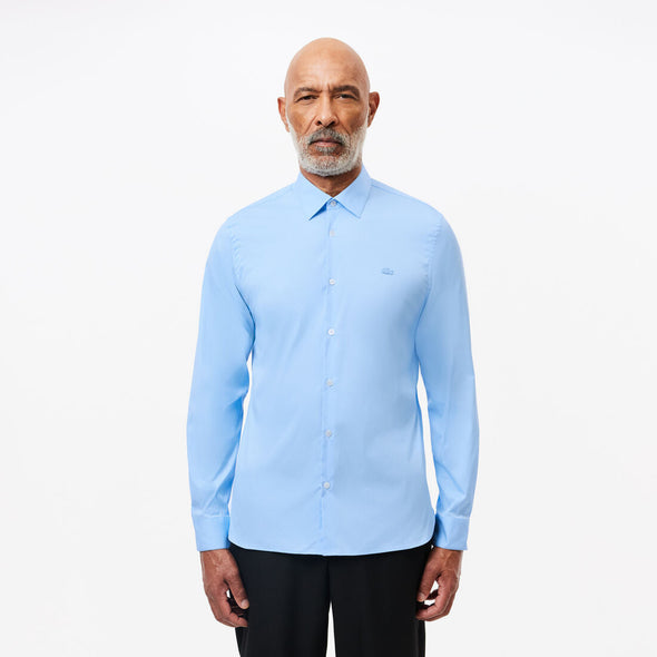 Camisa de hombre lacoste slim fit de algodon con cuello frances