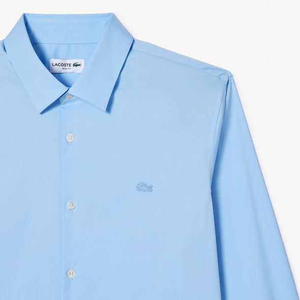 Camisa de hombre lacoste slim fit de algodon con cuello frances