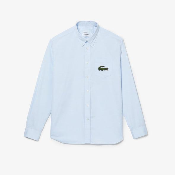 Camisa unisex lacoste en algodon de rayas con cocodrilo de gran tamano