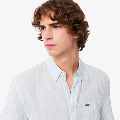 Camisa de lino a rayas Lacoste