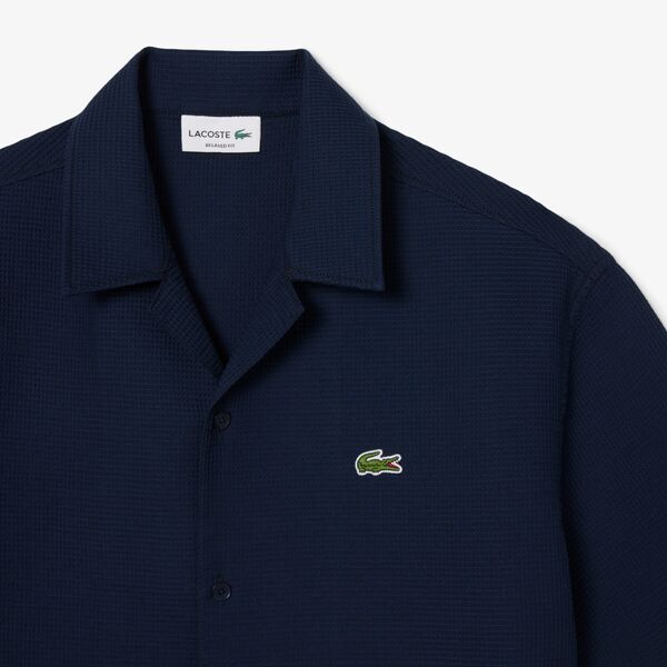 Camisa Lacoste waffle lisa relaxed fit