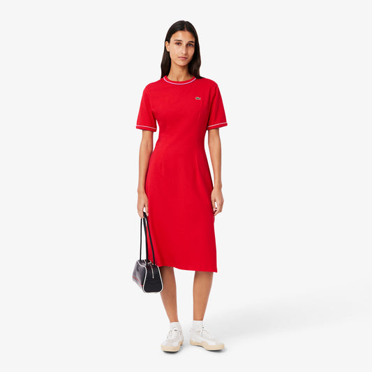 Vestido jersey lourd de cuello redondo Lacoste para dama