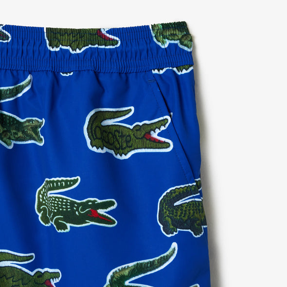 Shorts de bano lacoste para caballero estampado cocodrilo