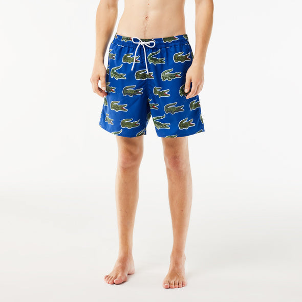 Shorts de bano lacoste para caballero estampado cocodrilo