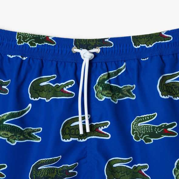 Shorts de bano lacoste para caballero estampado cocodrilo