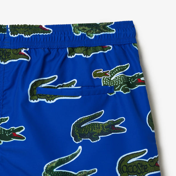 Shorts de bano lacoste para caballero estampado cocodrilo