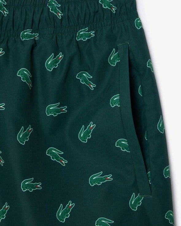 Shorts de bano lacoste para caballero estampado cocodrilo