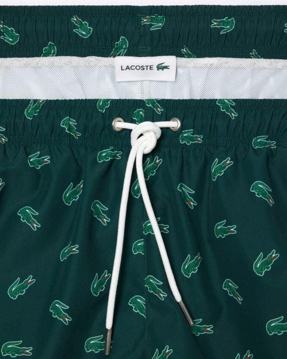 Shorts de bano lacoste para caballero estampado cocodrilo