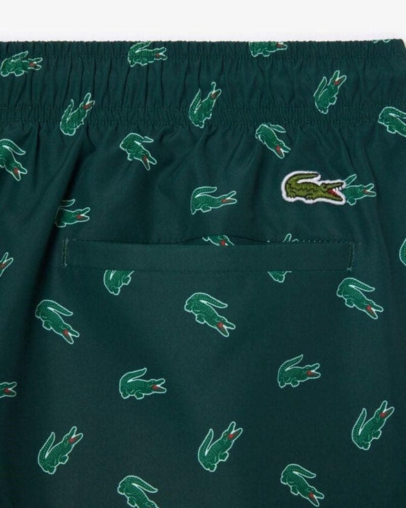 Shorts de bano lacoste para caballero estampado cocodrilo