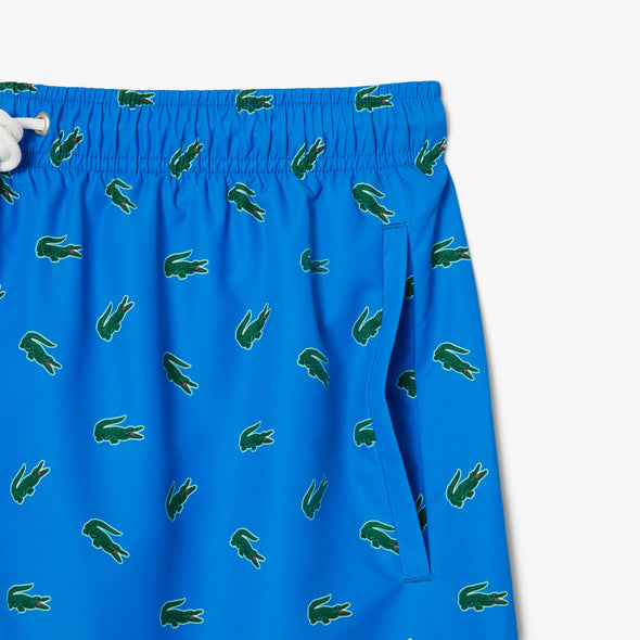 Shorts de bano lacoste para caballero estampado cocodrilo