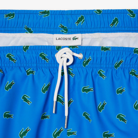 Shorts de bano lacoste para caballero estampado cocodrilo