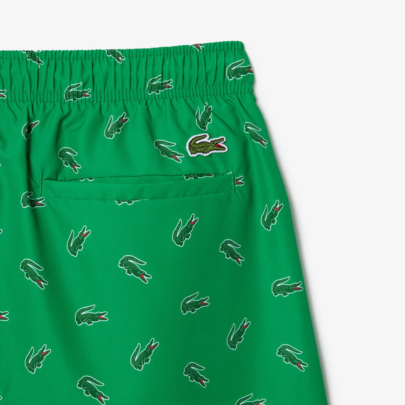 Shorts de bano lacoste para caballero estampado cocodrilo