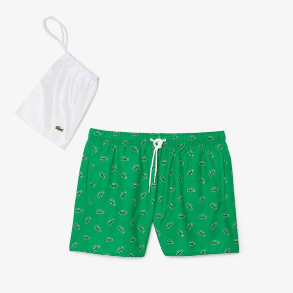 Shorts de bano lacoste para caballero estampado cocodrilo
