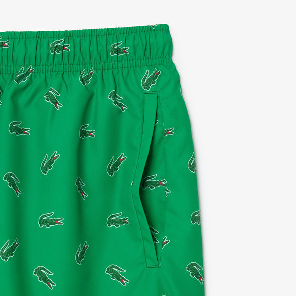 Shorts de bano lacoste para caballero estampado cocodrilo