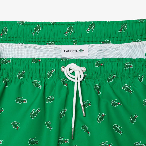Shorts de bano lacoste para caballero estampado cocodrilo