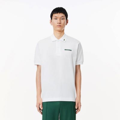 Polo lacoste original l.12.12 de algodon con eslogan bordado