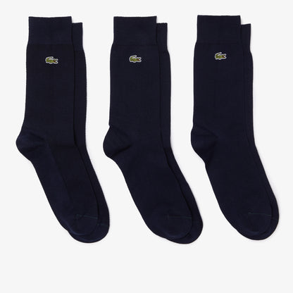 Pack de 3 medias Lacoste de corte alto en piqué de algodón