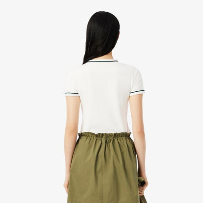 Camiseta Lacoste tipo jersey con vivo en cuello y manga