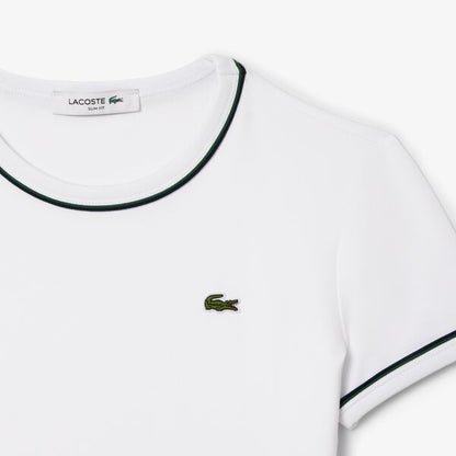 Camiseta Lacoste tipo jersey con vivo en cuello y manga
